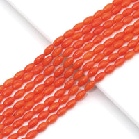 Orange Coral Smooth Rice Shape Beads, Sku#U1606