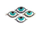 Enamel White Tear Green Evil Eye Connector,Colorful CZ Micro Pave Oil Drop Eye Connector,Enamel Jewelry,13x25mm,sku#E453