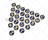 New Trendy Navy Gold Enamel Initials Letter Charm/Pendant, Enamel Initial Alphabet Letters, Custom Naming Pendants, 25x28mm,sku#ML34