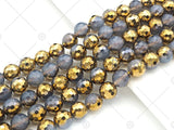 Natural Half Gold Plated Gray Agate Beads, 10mm/12mm Gold Grey Gemstone beads, 15.5" Full Strand, sku#UA99