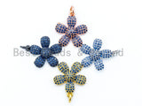 16mm CZ Cobalt Blue Micro Pave Daisy Flower Pendant,sku#L84