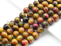 NEW COLOR!! Natural Tiger eye Beads Round 12mm/14mm, Dryed Tiger Eye Beads, Purple Blue Pink Gemstone, 16" Full strand, sku#UA12