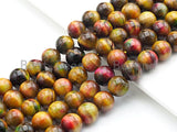 NEW COLOR!! Natural Tiger eye Beads Round 12mm/14mm, Dryed Tiger Eye Beads, Purple Blue Pink Gemstone, 16" Full strand, sku#UA12