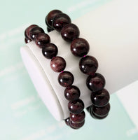 Genuine Garnet Round Smooth Stretchy Bracelet, Sku#EF156
