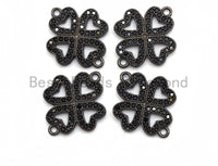 Black CZ Clover Connector charm, sku#A93