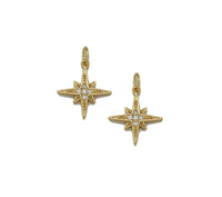 CZ Gold Silver North Star Charm, Sku#Y763