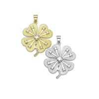 CZ Micro Pave Clover Shamrock Shape Pendant/Charm, Sku#LK374