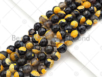 Natural Yellow Fire Agate Round Faceted Beads, 8mm/10mm Yellow Fire Agate, Natural Agate, 15.5" Full Strand, Sku#U1051