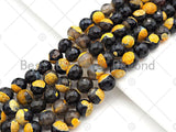 Natural Yellow Fire Agate Round Faceted Beads, 8mm/10mm Yellow Fire Agate, Natural Agate, 15.5" Full Strand, Sku#U1051