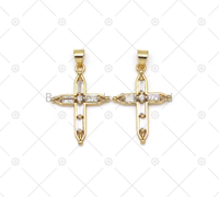 CZ Micro Pave Cross Shape Pendant, 18K Gold Filled Big CZ Cross Charm, Necklace Bracelet Charm Pendant, Sku#LK545