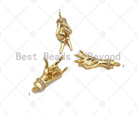 CZ Micro Pave Ok/Love You/Yeah Gesture Shape Pendant/Charm,18K Gold Charm, Necklace Bracelet Charm Pendant,8x19/7x19/10x19mm,Sku#FH152