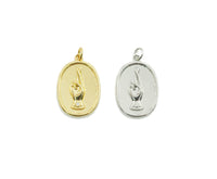 Hand Victory Sign On Oval Charm, Sku#Z1431