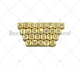 6mm Gold Alphabet CZ Micro Pave Large Hole Spacer Beads, Cubic Zirconia Cube Letter Beads, Initial Letter Beads, Cube letter, sku#JL43