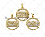 18k Shiny Gold Love On Round Ring Charms, Gold Ring Charms,Gold Pendant, Round Necklace Charms, 18x20mm, Sku#LK147