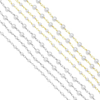 4mm white Pearl Chain by Yard,sku#HX08