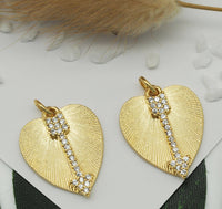 CZ Arrow On Heart Charm, Sku#Z1436