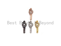 CZ Micro Pave Key Shaped Pendant/Charm, Clear Cubic Zirconia Pave Charm, Small Key Charm, 7x17mm, sku#F1138