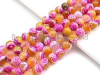 Natural Pink Orange Fire Agate Beads, 6mm/8mm/10mm Round Faceted Fire Agate Beads, 15.5" Full Strand, Sku#UA69