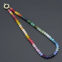 Natural Roundelle Gemstone Rainbow necklace, SKU# EF76