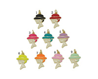 Colorful CZ Enamel Lady Head Pendant, Sku#F1469