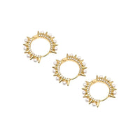 CZ Pearl Spike Hoop Earrings, Sku#LD385