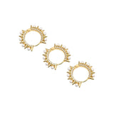 CZ Pearl Spike Hoop Earrings, Sku#LD385