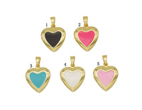 Lockets Enamel Heart Shape Pendant, Sku#FH186