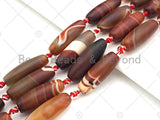 Natural Red Matt Agate Barrel Spacer Beads, Matt Agate Spacer Beads, Tibetan Dzi Beads, 14x40mm, Sku#U1029