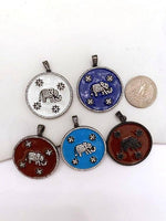 Enamel Elephant Star Pendant, Enamel Oil drop Star Elephant Pendant, 34mm, sku#F613ES