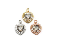 Big CZ Heart Charm, Sku#Y620