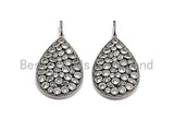 CZ Micro Pave Teardrop Pendant, Antique Silver Tone, Cubic Zirconia Pave Big Teardrop Charm Pendant, 36x55mm,sku#F1007