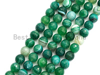 High Quality Faceted Green Banded Agate beads, 6mm/8mm/10mm/12mm Green Agate Gemstone beads, Natural Agate Beads, 15.5inch strand, SKU#U447