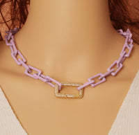 New Chunky Enamel Rectangle Link Chain By Yard, sku#LS40