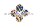 Colorful CZ Micro Pave Round Connector with baguette cz cluster, Link Connector, Spacer Connector, 17x22mm,sku#E410