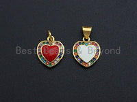 Enamel Colorful Heart With Colorful CZ Pendant,Cz Oil Drop pendant,Enamel pendant,Enamel Jewelry,12x14mm,sku#Z644