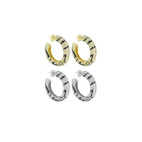 Gold Silver Black Enamel Print Hoop Earrings, Sku#A367