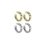 Gold Silver Black Enamel Print Hoop Earrings, Sku#A367