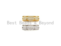 Clear CZ Micro Pave Filigree Big Hole Curved Tube, Cubic Zirconia Spacer Tube for Bracelet, 7x22mm, sku#Z1076