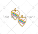 Enamel Rainbow On Heart Shape Pendant, 18K Gold Filled Heart Charm,Necklace Bracelet Charm Pendant,mm,Sku#LD150