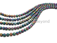 Druzy Rainbow Plated Agate beads, 6mm/8mm/10mm/12mm Smooth Round Matte Finish,Rainbow Plated Natural Agate Beads, 15.5inch strand, SKU#U53