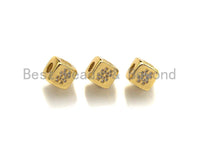 CZ Micro Pave # Symbol Dice Spacer Beads, Cubic Zirconia Cube Spacer Beads, 24k Gold Tone, 8.5mm, sku#Z720