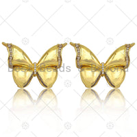 CZ Micro Pave 3D Butterfly Shape Pendant, Sku#LK342