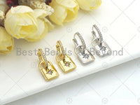 Dangle Pave Lock Shape Earring,Sku#O10