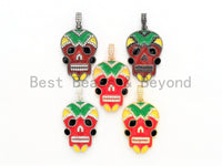 NEW Enamel Colorful Skull Pendant,CZ Micro Pave Oil Drop Skull pendant,Enamel pendant,Enamel Jewelry,21x33mm,sku#F607