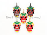 NEW Enamel Colorful Skull Pendant,CZ Micro Pave Oil Drop Skull pendant,Enamel pendant,Enamel Jewelry,21x33mm,sku#F607