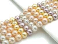 Mother of Pearl Gold Pink Purple White Mixed Color Round Smo