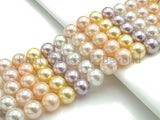 Mother of Pearl Gold Pink Purple White Mixed Color Round Smo