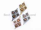 Diamond Shape Brown Dots Leopard Connector, CZ Pave Connector, Sku#E150