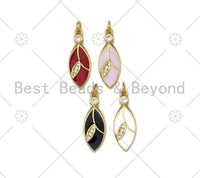 Enamel Colorful Leaf Shape Pendant,18K Gold Filled CZ Micro Pave Enamel Charm,Enamel Jewelry,9x24mm,Sku#LK404