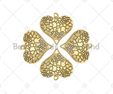 18K Dainty Gold Fissure On Heart Shape Pendant,Gold Medallion Charm, Necklace Bracelet Charm Pendant, 23x20mm, Sku#L557